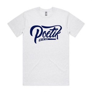 Poetik Logo Tee - White Marle/Navy Blue Print