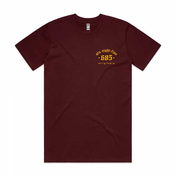 Original 685 Tee - Burgundy/Yellow