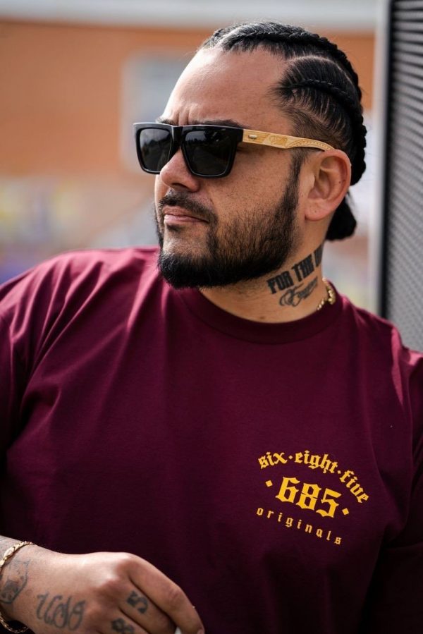 Poetik Original 685 Tee - Burgundy/Yellow Front