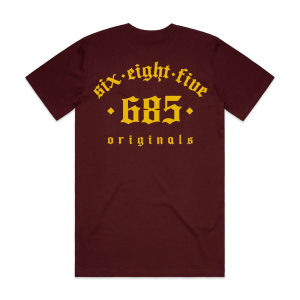 Original 685 Tee - Burgundy/Yellow Back